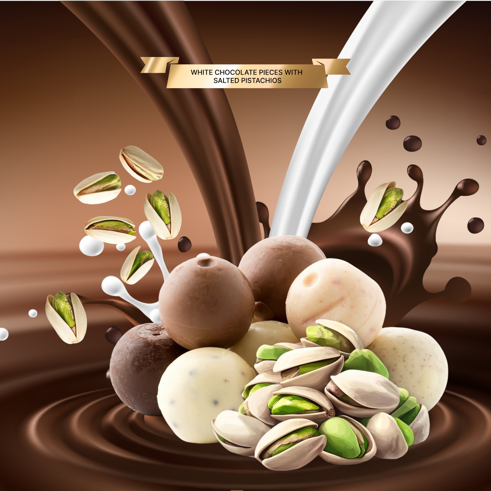 White Chocolate Pieces with Salted Pistachios White Chocolate Pieces with Salted Pistachios - Image 1