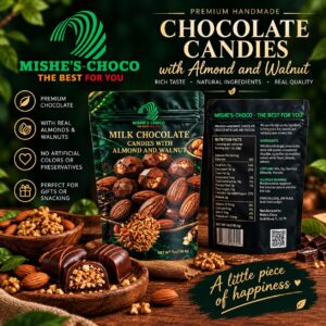 MILK CHOCOLATE CANDIES WITH ALMOND AND WALNUT 7 OZ